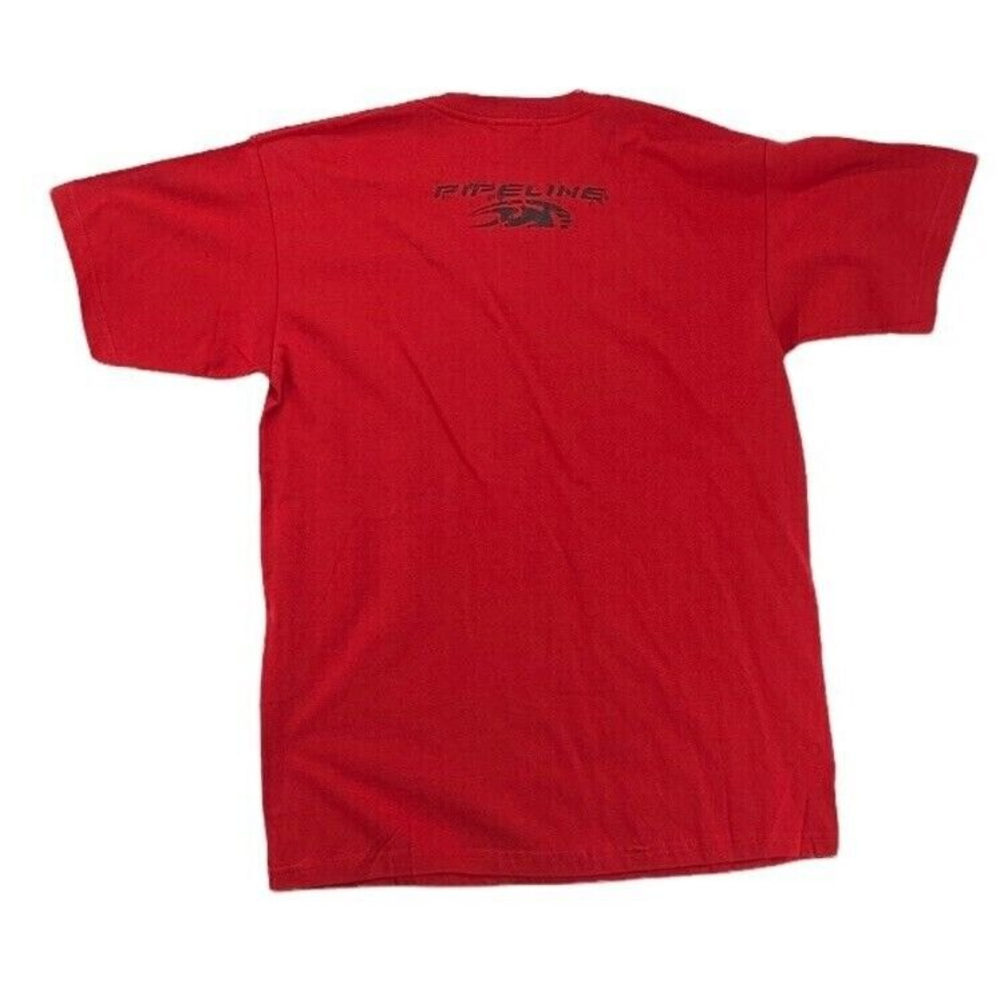 PIPELINE Red Surf Wave Shirt Retro Graphics North Shore Surfing Tee T Cotton - Picture 6 of 7